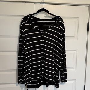 Lane Bryant Livi Black and White Striped Long Sleeve hoodie